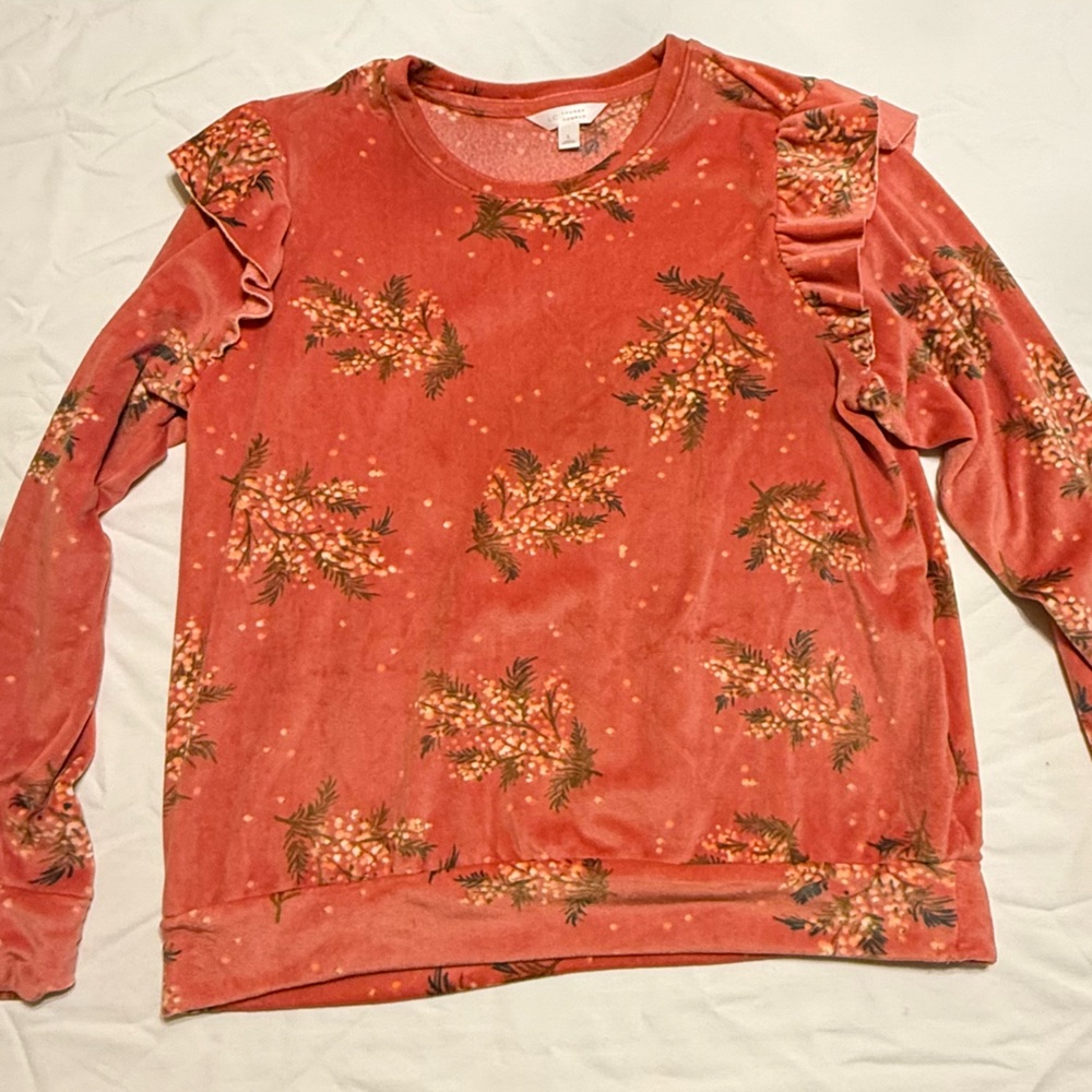 LC Lauren Conrad Coral Floral Top